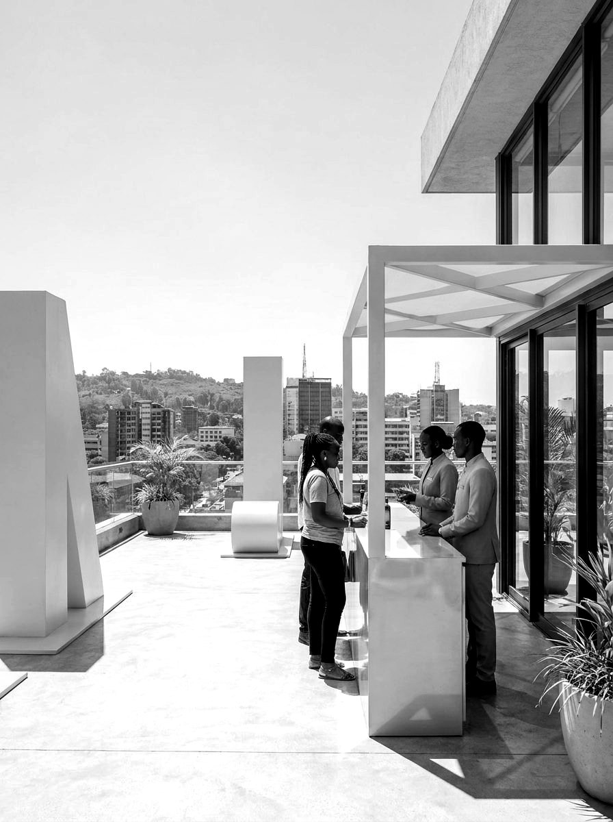 A sculptural brand activation set on a Nairobi rooftop